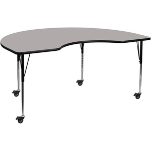 image:imageFlash Furniture Mobile Wren 72 x 48 Kidney HP Laminate Table Yellow  HP Laminate Surface Standard Height Adjustable Legs Classroom and Activity Use Commercial GradeGrey
