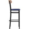 image:imageFlash Furniture Commercial Steel Barstool Blue 2PackNatural Birch Wood BackBlue Vinyl Seat