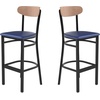 image:imageFlash Furniture Commercial Steel Barstool Blue 2PackNatural Birch Wood BackBlue Vinyl Seat