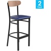 image:imageFlash Furniture Commercial Steel Barstool Blue 2PackNatural Birch Wood BackBlue Vinyl Seat