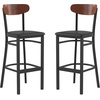 image:imageFlash Furniture Commercial Steel Barstool Blue 2PackWalnut Wood BackBlack Vinyl Seat