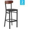 image:imageFlash Furniture Commercial Steel Barstool Blue 2PackWalnut Wood BackBlack Vinyl Seat