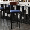 image:imageFlash Furniture Commercial Steel Barstool Blue 2PackWalnut Wood BackBlue Vinyl Seat