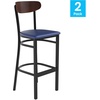 image:imageFlash Furniture Commercial Steel Barstool Blue 2PackWalnut Wood BackBlue Vinyl Seat