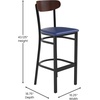 image:imageFlash Furniture Commercial Steel Barstool Blue 2PackWalnut Wood BackBlue Vinyl Seat
