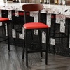 image:imageFlash Furniture Commercial Steel Barstool Blue 2PackWalnut Wood BackRed Vinyl Seat