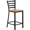 image:imageFlash Furniture Hercules Ladder Back Counter StoolWood Seat BKNAT