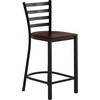 image:imageFlash Furniture Hercules Ladder Back Counter StoolWood Seat BlackWalnut
