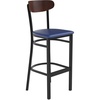 Walnut Wood Back/Blue Vinyl Seat