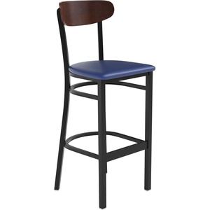image:imageFlash Furniture Commercial Steel Barstool Blue 2PackWalnut Wood BackBlue Vinyl Seat