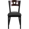 image:imageFlash Furniture 2 Pk HERCULES Series Black 3 Circle Back Metal Restaurant Chair  Walnut Wood Back Black Vinyl SeatWalnut Wood BackBlack Vinyl SeatBlack Metal Frame