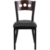 image:imageFlash Furniture 2 Pk HERCULES Series Black 3 Circle Back Metal Restaurant Chair  Walnut Wood Back Black Vinyl SeatWalnut Wood BackBlack Vinyl SeatBlack Metal Frame