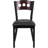 image:imageFlash Furniture 2 Pk HERCULES Series Black 3 Circle Back Metal Restaurant Chair  Walnut Wood Back Black Vinyl SeatWalnut Wood BackBlack Vinyl SeatBlack Metal Frame