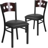 image:imageFlash Furniture 2 Pk HERCULES Series Black 3 Circle Back Metal Restaurant Chair  Walnut Wood Back Black Vinyl SeatWalnut Wood BackBlack Vinyl SeatBlack Metal Frame