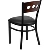 image:imageFlash Furniture 2 Pk HERCULES Series Black 3 Circle Back Metal Restaurant Chair  Walnut Wood Back Black Vinyl SeatWalnut Wood BackBlack Vinyl SeatBlack Metal Frame