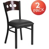image:imageFlash Furniture 2 Pk HERCULES Series Black 3 Circle Back Metal Restaurant Chair  Walnut Wood Back Black Vinyl SeatWalnut Wood BackBlack Vinyl SeatBlack Metal Frame