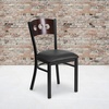 image:imageFlash Furniture 2 Pk HERCULES Series Black 3 Circle Back Metal Restaurant Chair  Walnut Wood Back Black Vinyl SeatWalnut Wood BackBlack Vinyl SeatBlack Metal Frame