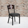 image:imageFlash Furniture 2 Pk HERCULES Series Black 3 Circle Back Metal Restaurant Chair  Walnut Wood Back Black Vinyl SeatWalnut Wood BackBlack Vinyl SeatBlack Metal Frame