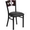 image:imageFlash Furniture 2 Pk HERCULES Series Black 3 Circle Back Metal Restaurant Chair  Walnut Wood Back Black Vinyl SeatWalnut Wood BackBlack Vinyl SeatBlack Metal Frame
