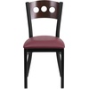 image:imageFlash Furniture 2 Pk HERCULES Series Black 3 Circle Back Metal Restaurant Chair  Walnut Wood Back Black Vinyl SeatWalnut Wood BackBurgundy Vinyl SeatBlack Metal Frame