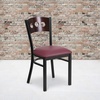 image:imageFlash Furniture 2 Pk HERCULES Series Black 3 Circle Back Metal Restaurant Chair  Walnut Wood Back Black Vinyl SeatWalnut Wood BackBurgundy Vinyl SeatBlack Metal Frame