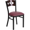 image:imageFlash Furniture 2 Pk HERCULES Series Black 3 Circle Back Metal Restaurant Chair  Walnut Wood Back Black Vinyl SeatWalnut Wood BackBurgundy Vinyl SeatBlack Metal Frame
