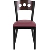 image:imageFlash Furniture 2 Pk HERCULES Series Black 3 Circle Back Metal Restaurant Chair  Walnut Wood Back Black Vinyl SeatWalnut Wood BackBurgundy Vinyl SeatBlack Metal Frame