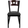 image:imageFlash Furniture 2 Pk HERCULES Series Black 3 Circle Back Metal Restaurant Chair  Walnut Wood Back Black Vinyl SeatWalnut Wood BackBurgundy Vinyl SeatBlack Metal Frame