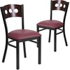 image:imageFlash Furniture 2 Pk HERCULES Series Black 3 Circle Back Metal Restaurant Chair  Walnut Wood Back Black Vinyl SeatWalnut Wood BackBurgundy Vinyl SeatBlack Metal Frame