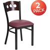 image:imageFlash Furniture 2 Pk HERCULES Series Black 3 Circle Back Metal Restaurant Chair  Walnut Wood Back Black Vinyl SeatWalnut Wood BackBurgundy Vinyl SeatBlack Metal Frame