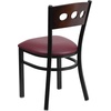 image:imageFlash Furniture 2 Pk HERCULES Series Black 3 Circle Back Metal Restaurant Chair  Walnut Wood Back Black Vinyl SeatWalnut Wood BackBurgundy Vinyl SeatBlack Metal Frame