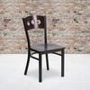image:imageFlash Furniture 2 Pk HERCULES Series Black 3 Circle Back Metal Restaurant Chair  Walnut Wood Back Black Vinyl SeatWalnut Wood BackWalnut Wood SeatBlack Metal Frame