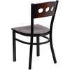 image:imageFlash Furniture 2 Pk HERCULES Series Black 3 Circle Back Metal Restaurant Chair  Walnut Wood Back Black Vinyl SeatWalnut Wood BackWalnut Wood SeatBlack Metal Frame