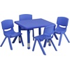 image:imageFlash Furniture 24 in Plastic Square Activity Table with 4 Chairs NaturalBlue