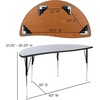 image:imageFlash Furniture 60 Half Circle Wave Collaborative Grey Thermal Laminate Activity Table  Standard Height Adjustable LegsGrey