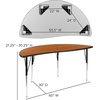 image:imageFlash Furniture 60 Half Circle Wave Collaborative Grey Thermal Laminate Activity Table  Standard Height Adjustable LegsOak