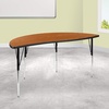 image:imageFlash Furniture 60 Half Circle Wave Collaborative Grey Thermal Laminate Activity Table  Standard Height Adjustable LegsOak