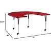 image:imageFlash Furniture 66 x 60 Horseshoe Activity Table Light Natural CastersRed