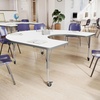 image:imageFlash Furniture 66 x 60 Horseshoe Activity Table Light Natural CastersWhite TopSilver Frame
