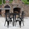 image:imageFlash Furniture Dalton Commercial Grade 30 Round Black Metal IndoorOutdoor Table Set with 4 Cafe ChairsBlack