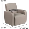 image:imageFlash Furniture George LeatherSoft Guest Chair with Tablet Arm and Cup Holder Upholstered Tablet Arm Chair for Offices and Waiting Rooms GrayGrey