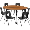 image:imageFlash Furniture Mobile 60 Circle Wave Collaborative Laminate Activity Table Set with 18 Student Stack Chairs GreyBlackOak