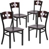 image:imageFlash Furniture 2 Pk HERCULES Series Black 3 Circle Back Metal Restaurant Chair  Walnut Wood Back Black Vinyl SeatBlackWalnut