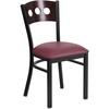 image:imageFlash Furniture 2 Pk HERCULES Series Black 3 Circle Back Metal Restaurant Chair  Walnut Wood Back Black Vinyl SeatWalnut Wood BackBurgundy Vinyl SeatBlack Metal Frame