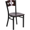 Walnut Wood Back/Walnut Wood Seat/Black Metal Frame