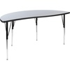 image:imageFlash Furniture 60 Half Circle Wave Collaborative Grey Thermal Laminate Activity Table  Standard Height Adjustable LegsGrey