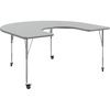 image:imageFlash Furniture 66 x 60 Horseshoe Activity Table Light Natural CastersGray TopSilver Frame