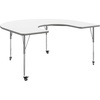 image:imageFlash Furniture 66 x 60 Horseshoe Activity Table Light Natural CastersWhite TopSilver Frame