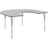 image:imageFlash Furniture 66 x 60 Horseshoe Activity Table Light Natural Std LegsGray TopSilver Frame