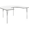 image:imageFlash Furniture 66 x 60 Horseshoe Activity Table Light Natural Std LegsWhite TopSilver Frame